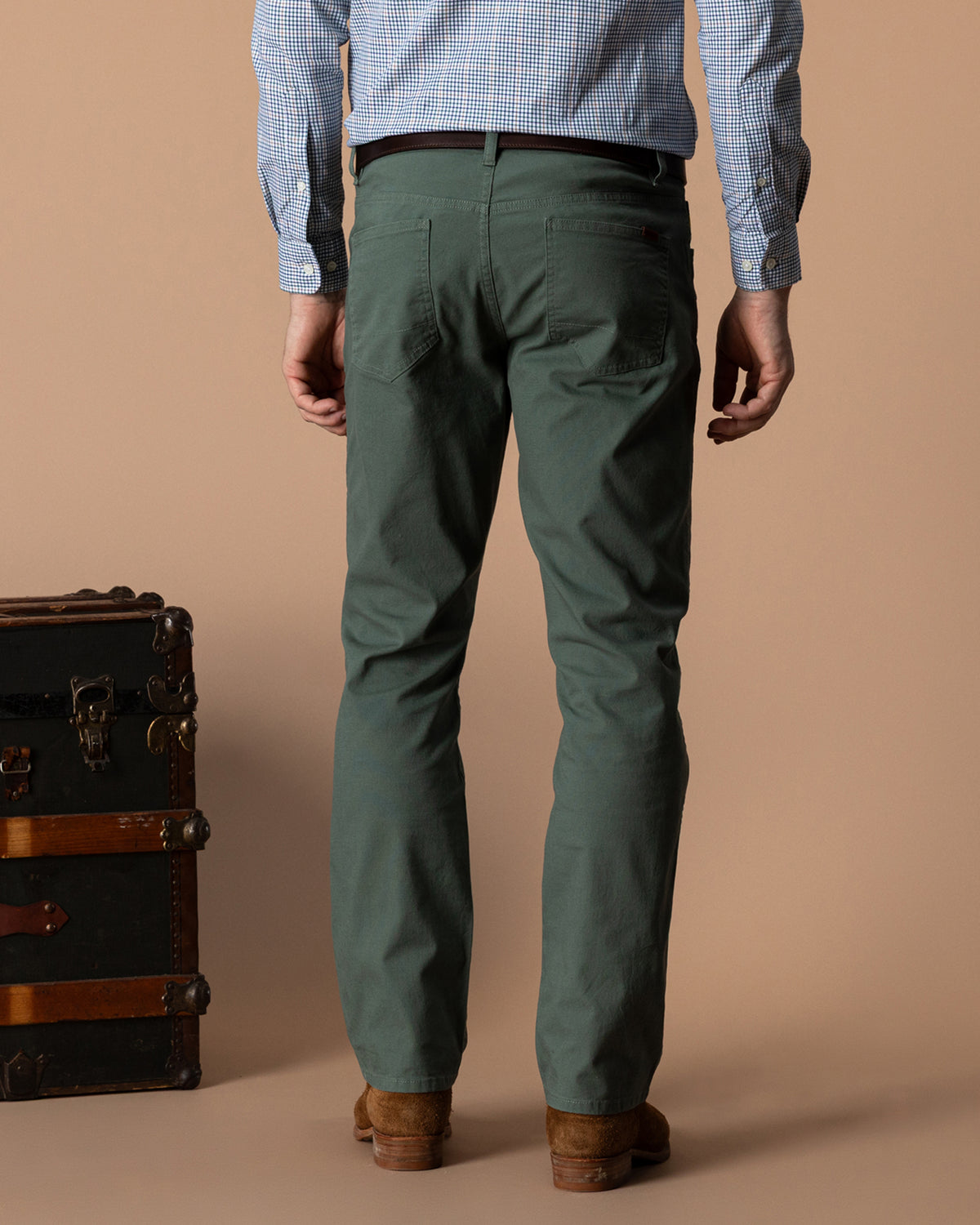 Classic Fit Pinpoint Canvas Five-Pocket - Duck Green