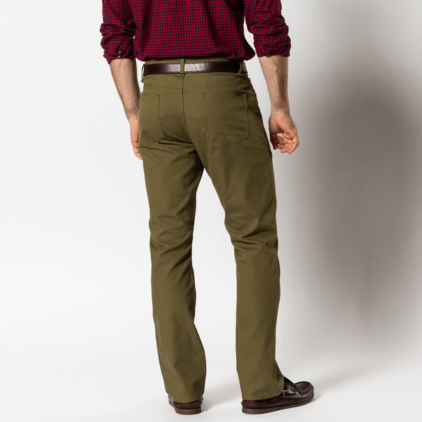 Classic Fit Pinpoint Canvas Five-Pocket - Moss Green