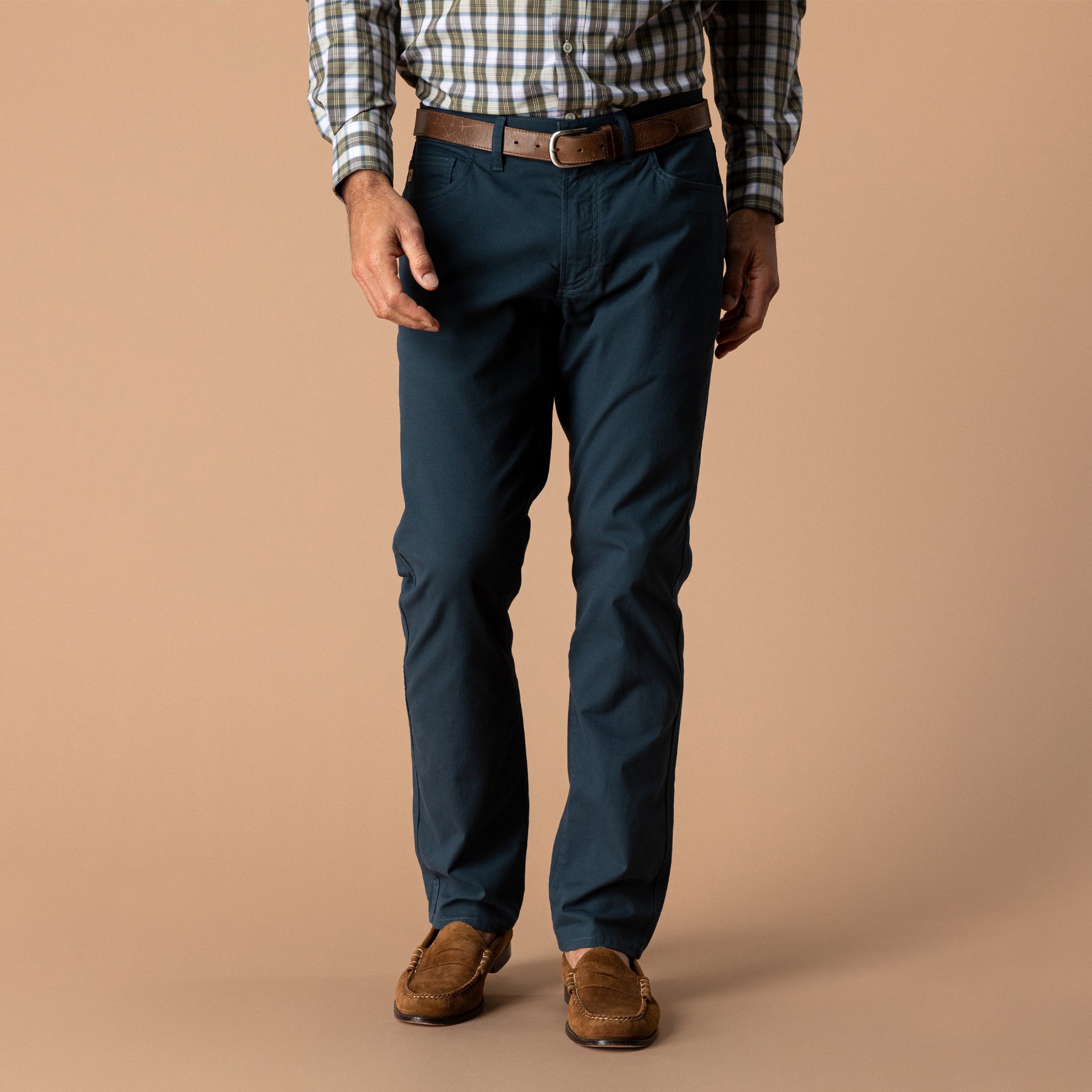 Classic Fit Pinpoint Canvas Five-Pocket - Midnight Navy