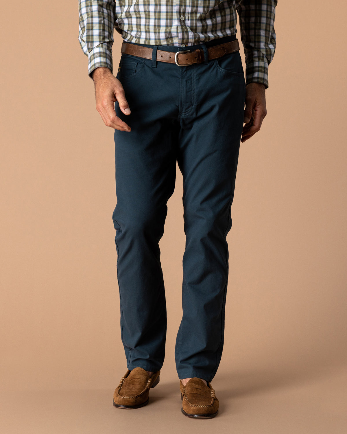 Classic Fit Pinpoint Canvas Five-Pocket - Midnight Navy