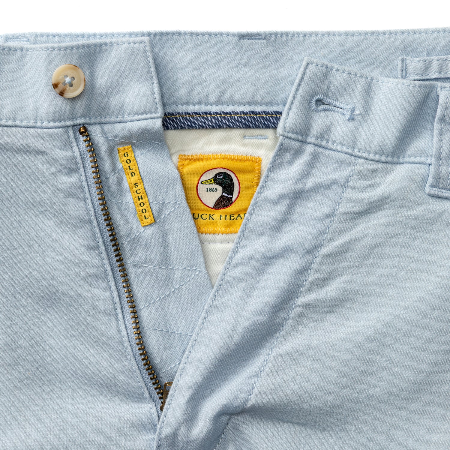 Classic Fit Linen Gold School Chino - Heather Blue