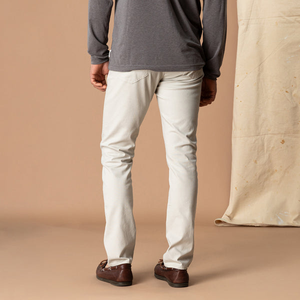 Slim Fit Pinpoint Canvas Five-Pocket - Stone