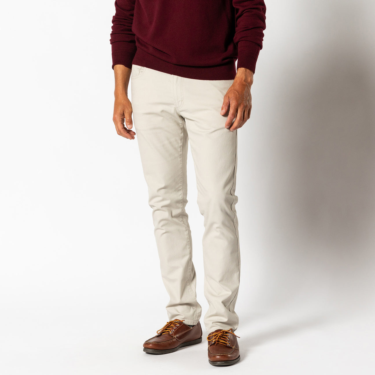 Slim Fit Pinpoint Canvas Five-Pocket - Stone