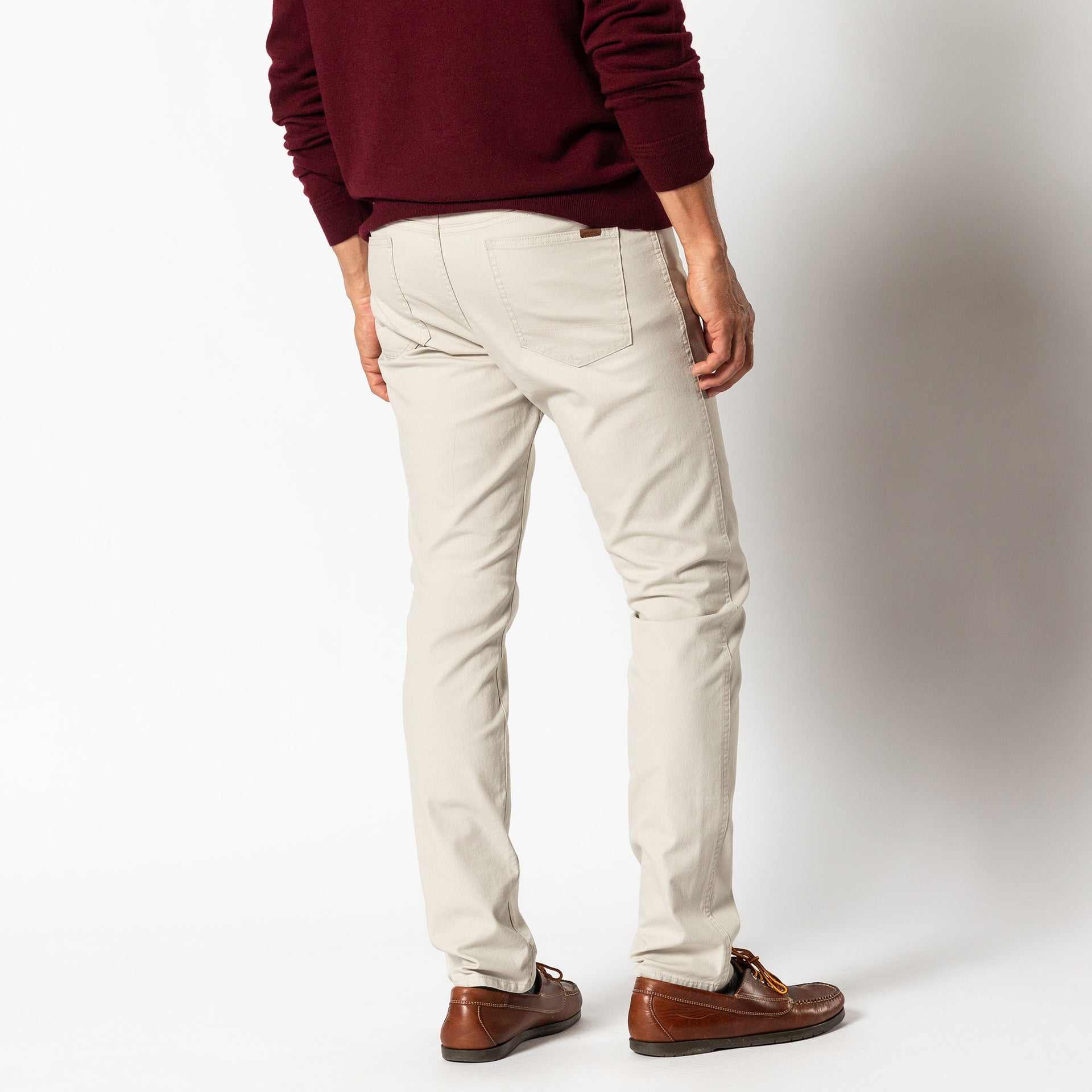 Slim Fit Pinpoint Canvas Five-Pocket - Stone