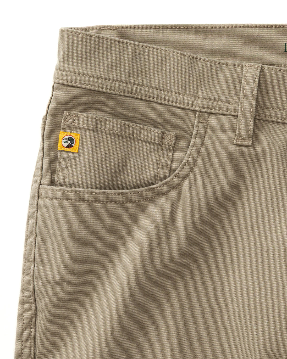 Slim Fit Pinpoint Canvas Five-Pocket - Khaki
