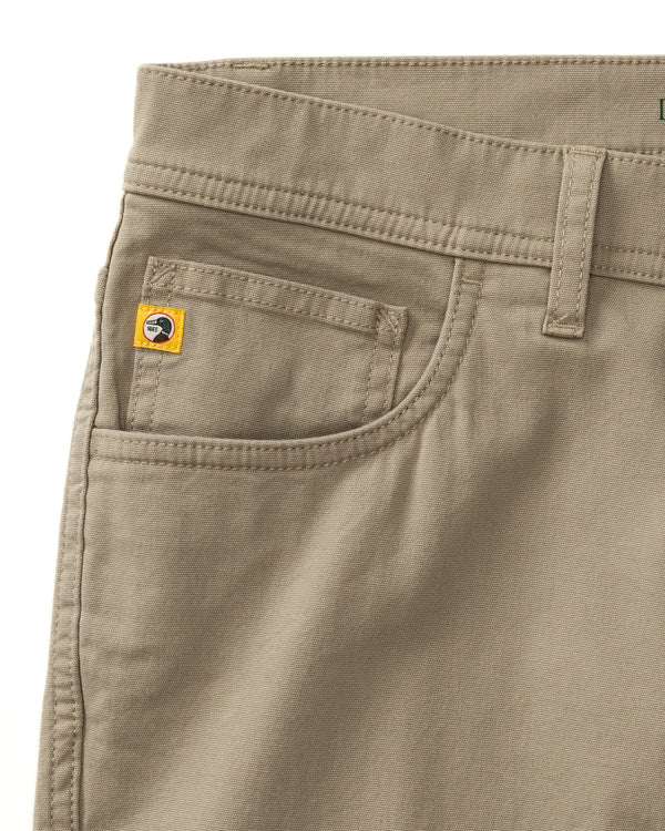 Slim Fit Pinpoint Canvas Five-Pocket - Khaki