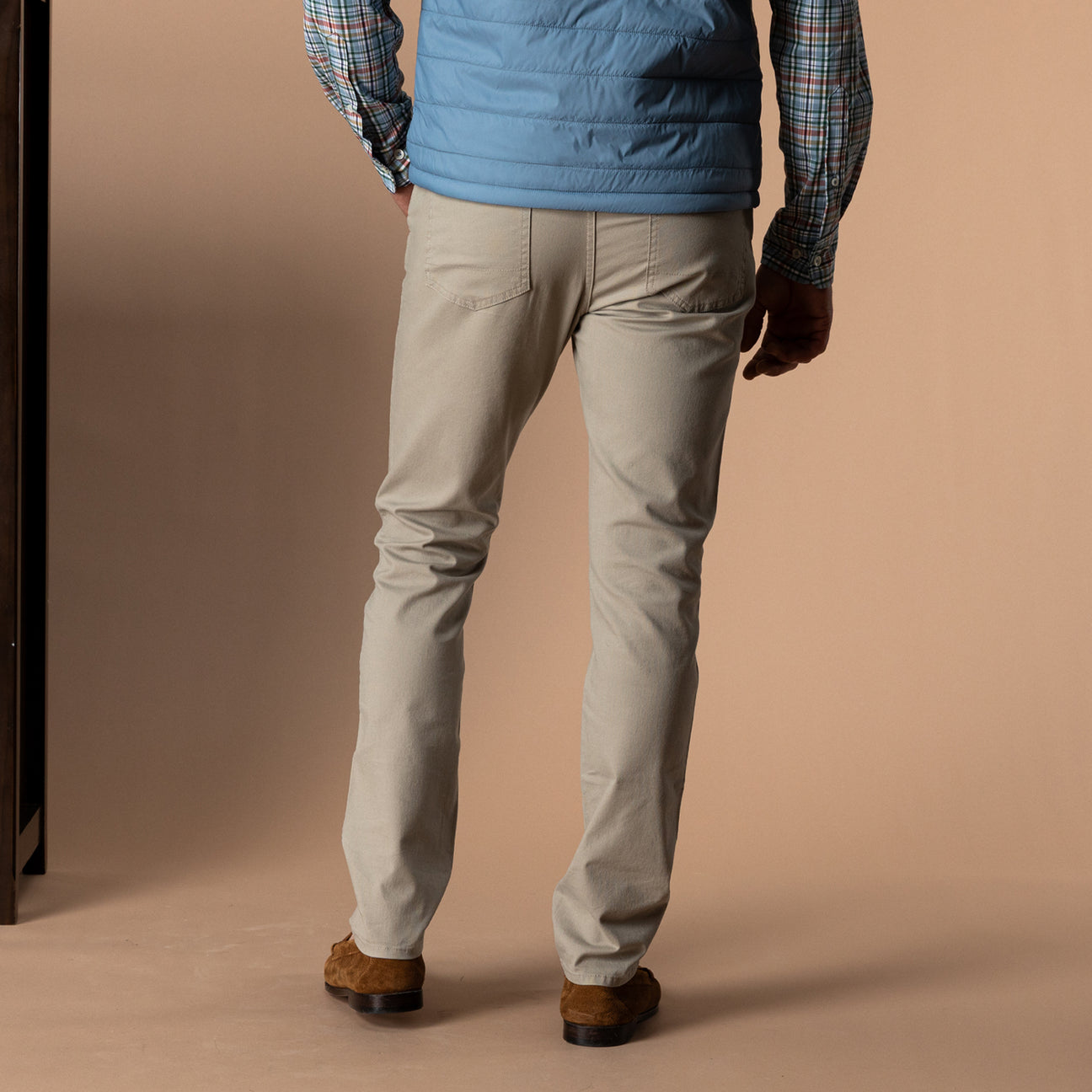 Slim Fit Pinpoint Canvas Five-Pocket - Khaki
