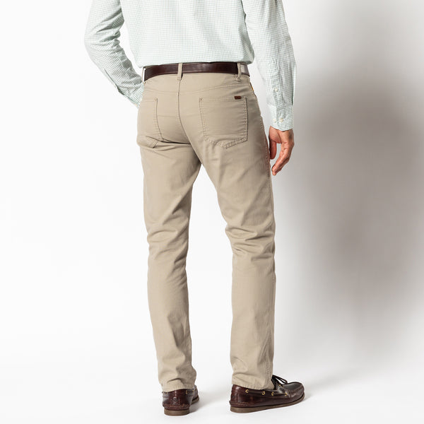 Slim Fit Pinpoint Canvas Five-Pocket - Khaki