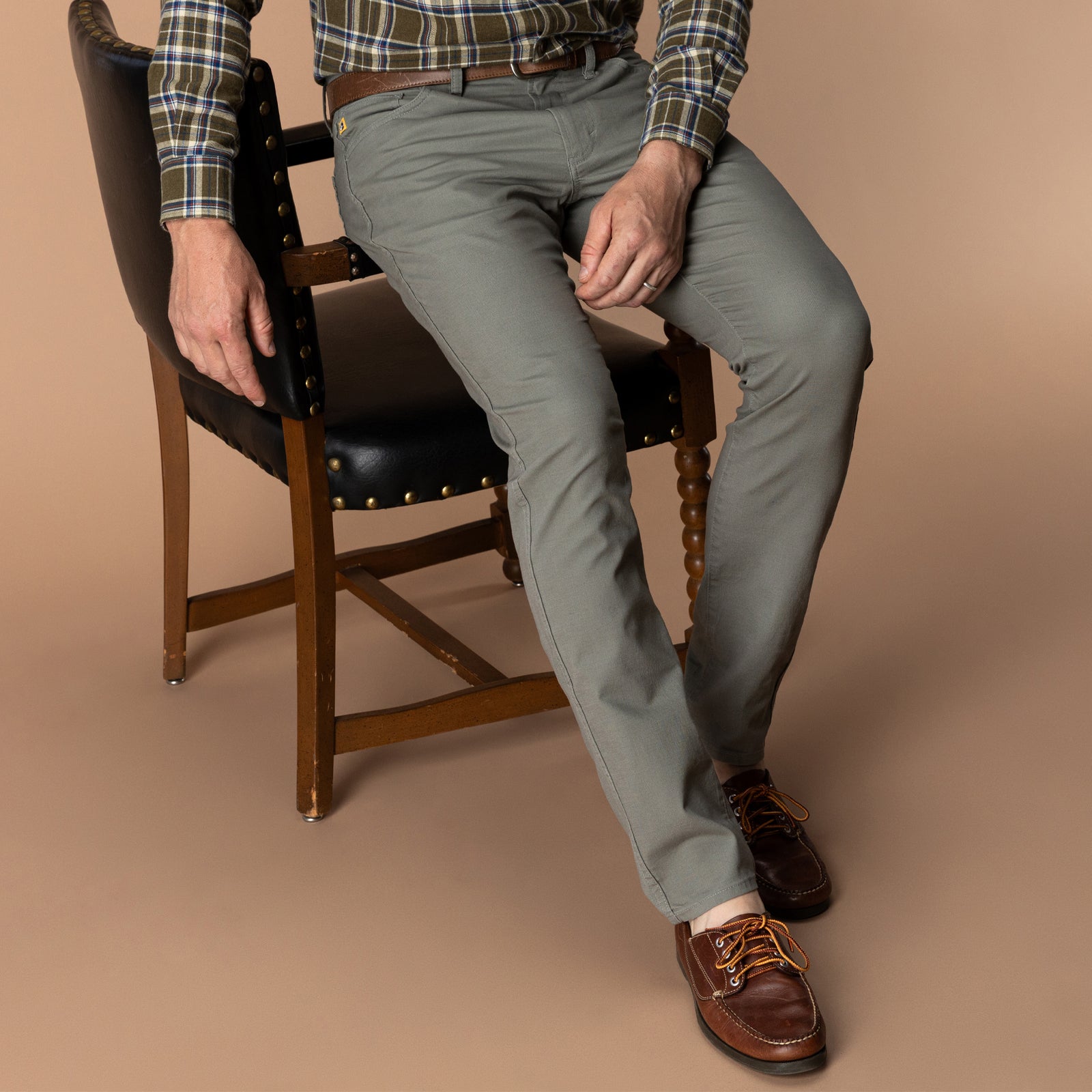 Slim Fit Pinpoint Canvas Five-Pocket - Mist Grey