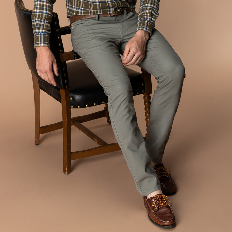 Slim Fit Pinpoint Canvas Five-Pocket - Mist Grey