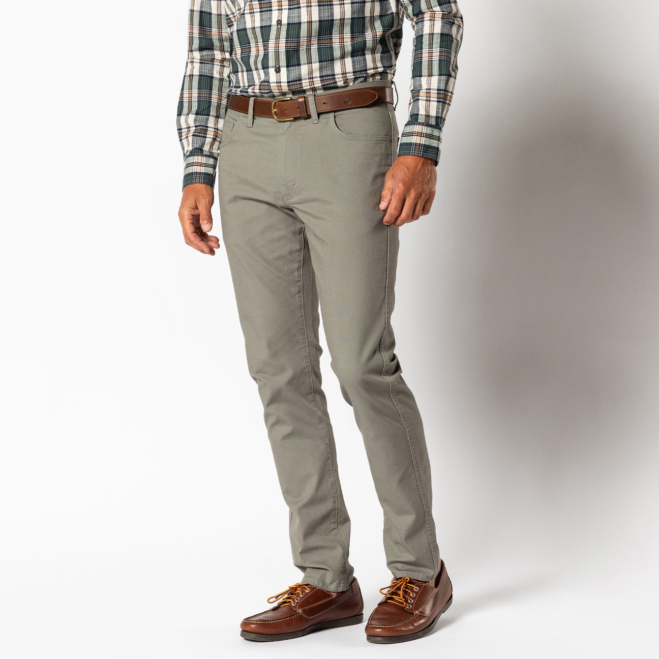 Slim Fit Pinpoint Canvas Five-Pocket - Mist Grey
