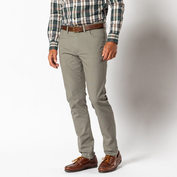 Slim Fit Pinpoint Canvas Five-Pocket - Mist Grey