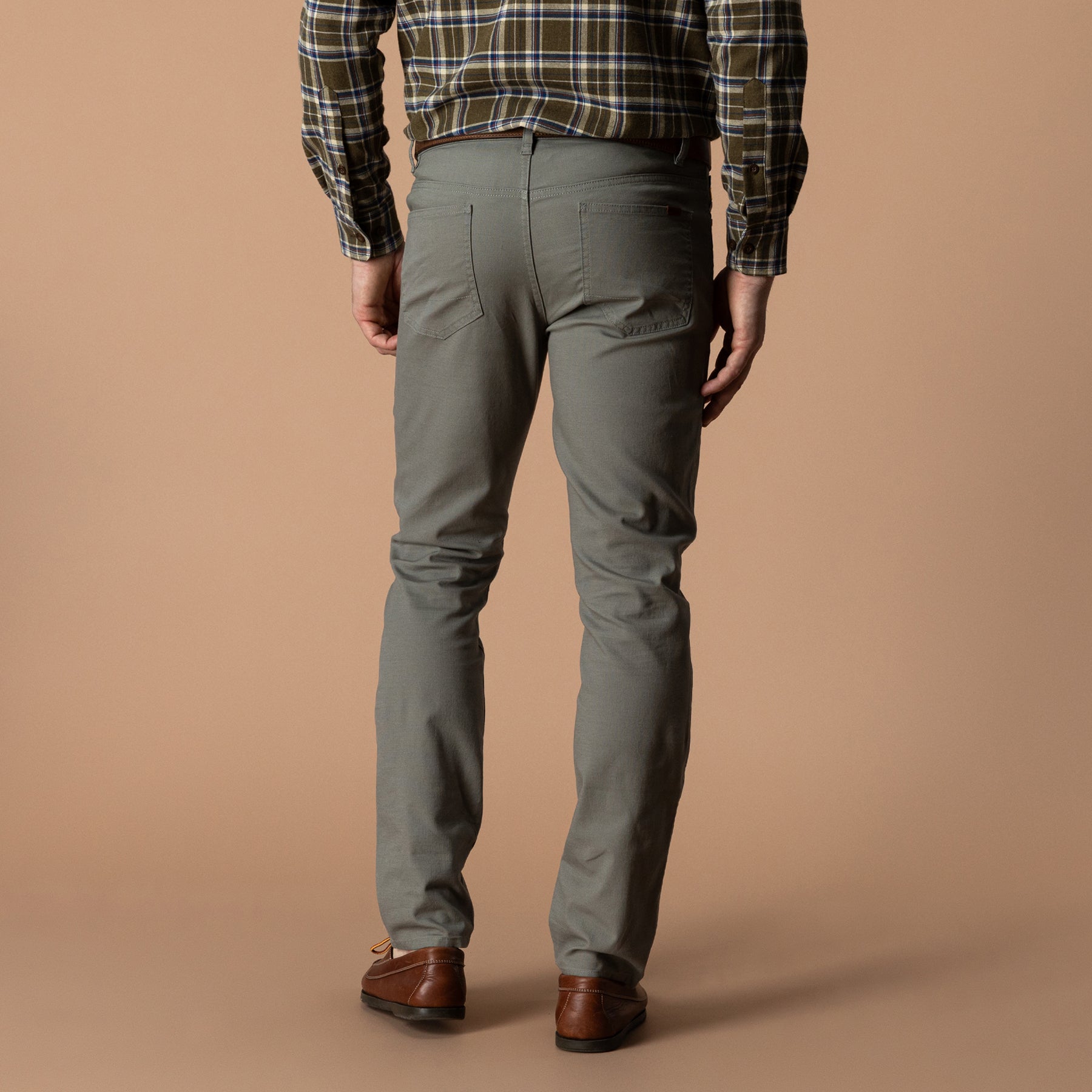 Slim Fit Pinpoint Canvas Five-Pocket - Mist Grey
