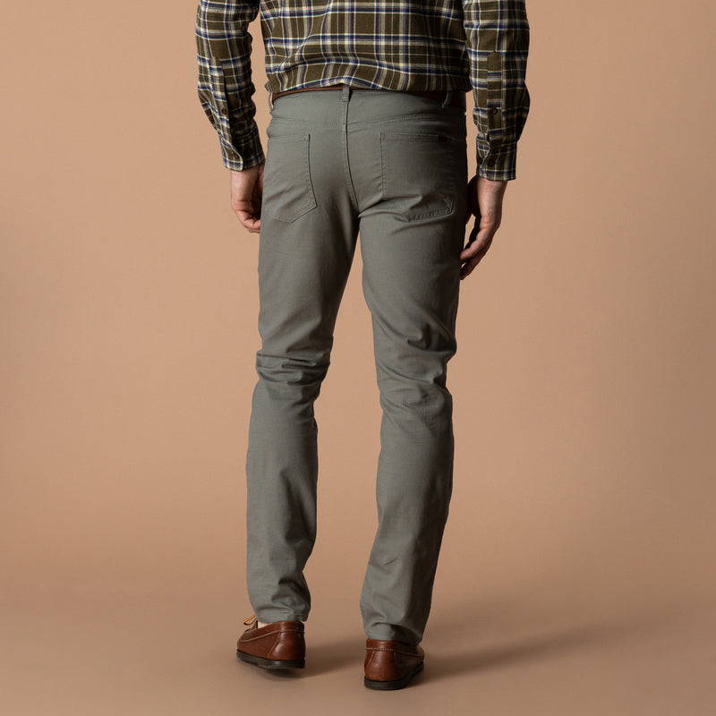 Slim Fit Pinpoint Canvas Five-Pocket - Mist Grey