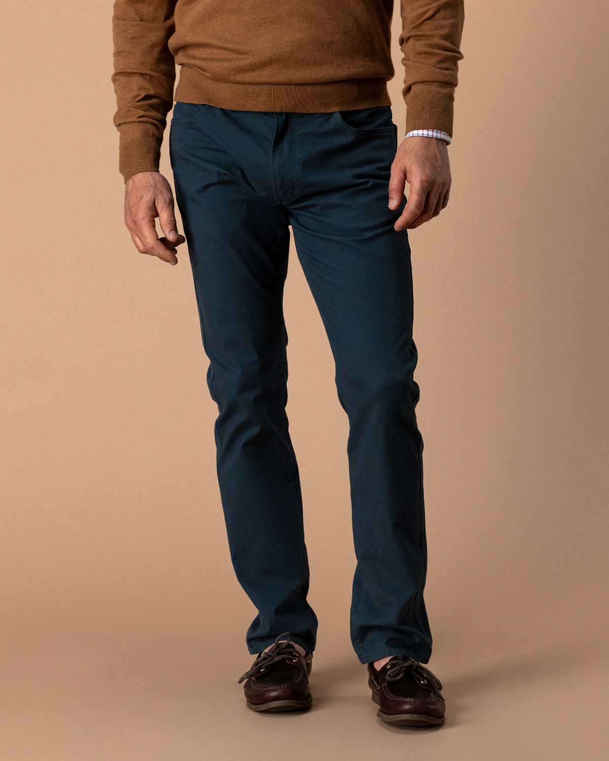 Slim Fit Pinpoint Canvas Five-Pocket - Midnight Navy