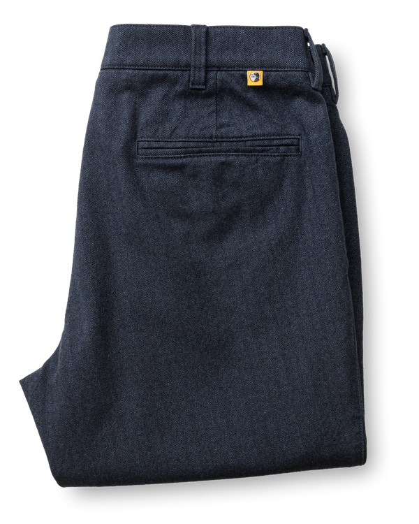 Herringbone Flannel Gold School Chino - Navy