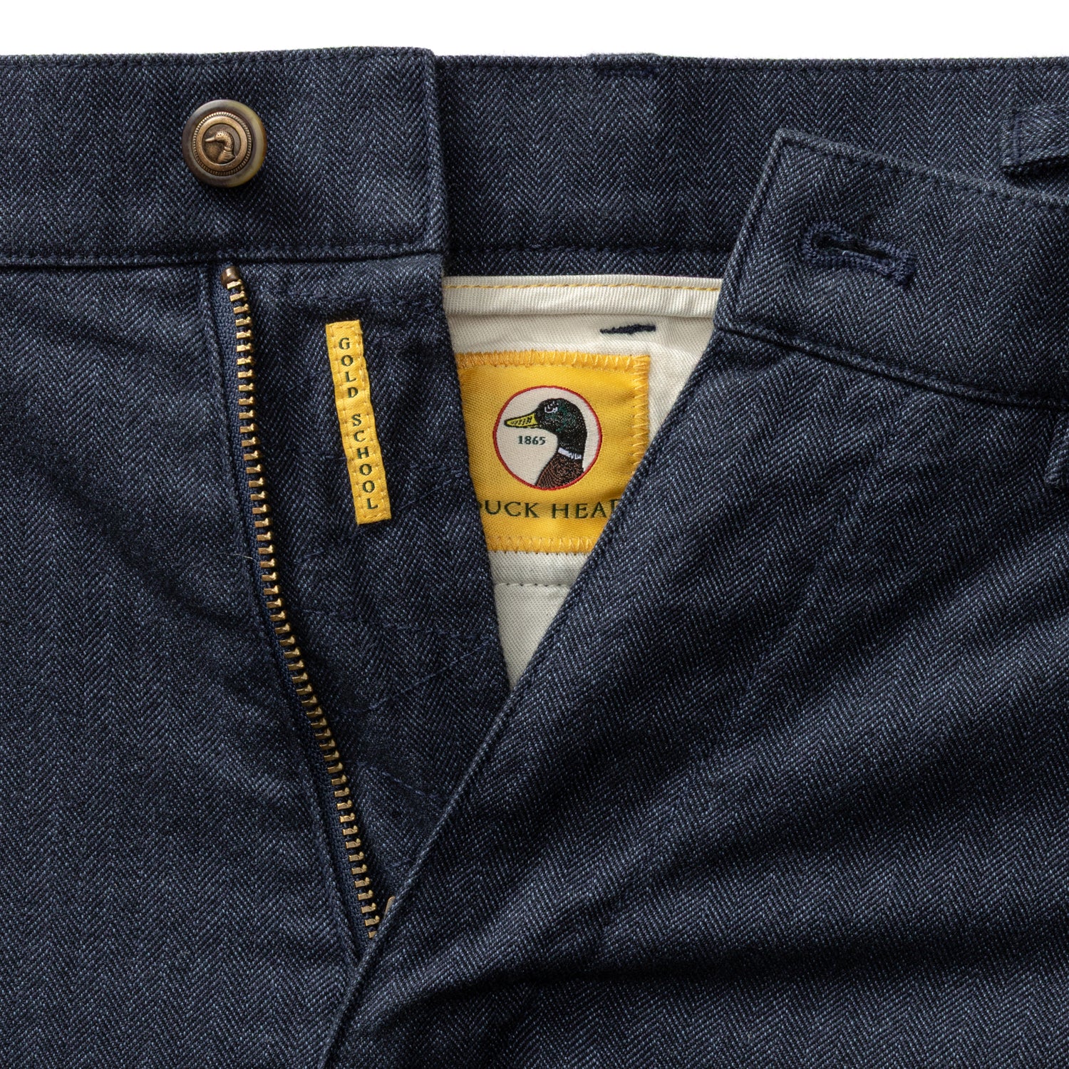 Herringbone Flannel Gold School Chino - Navy
