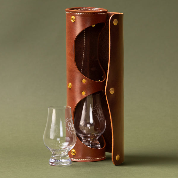 Leather Bourbon Glass Case