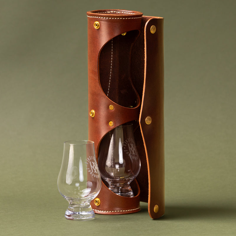Leather Bourbon Glass Case