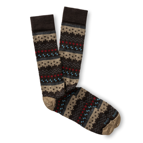 Birch Fair Isle Sock - Chocolate Plum