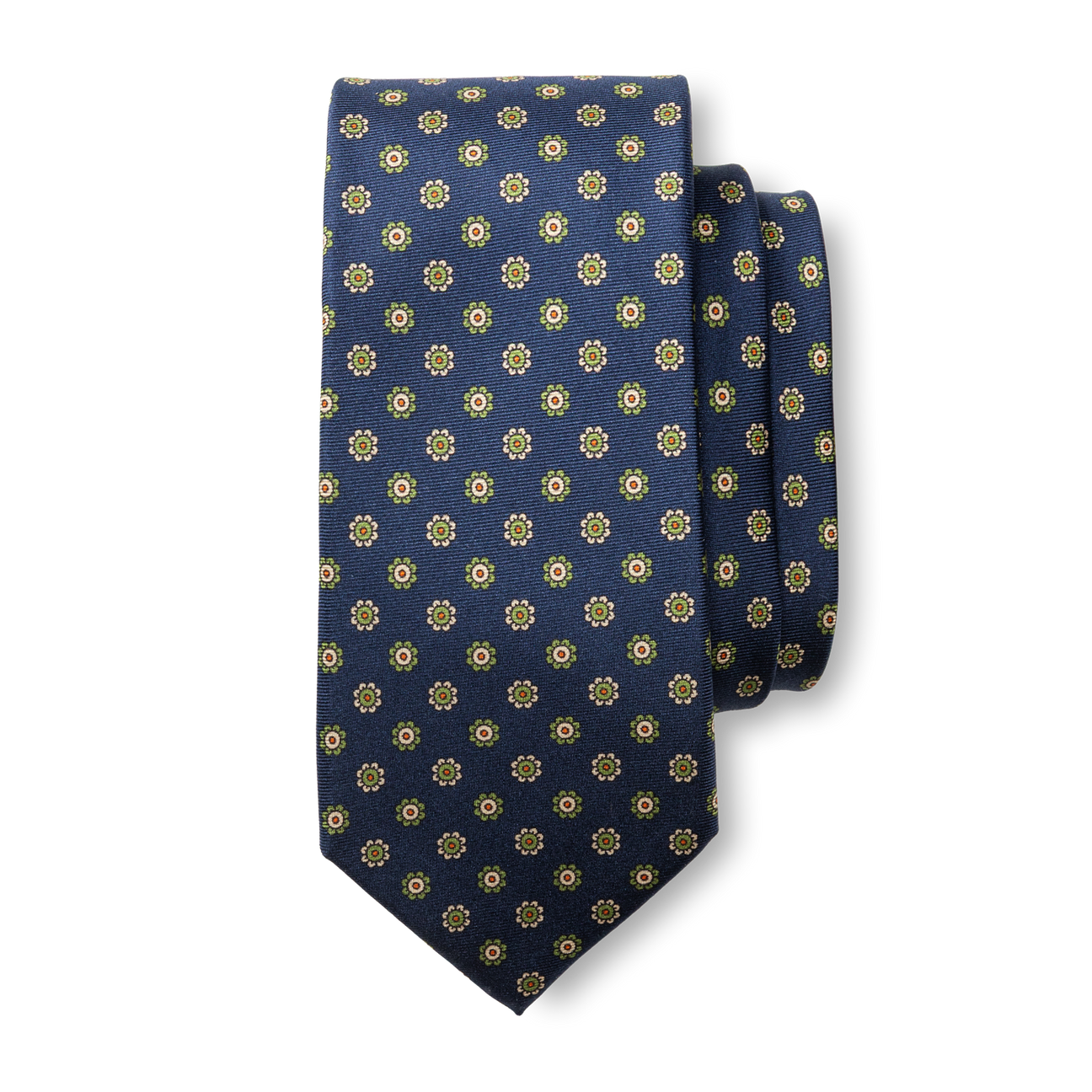 Silk Foulard Tie - Navy