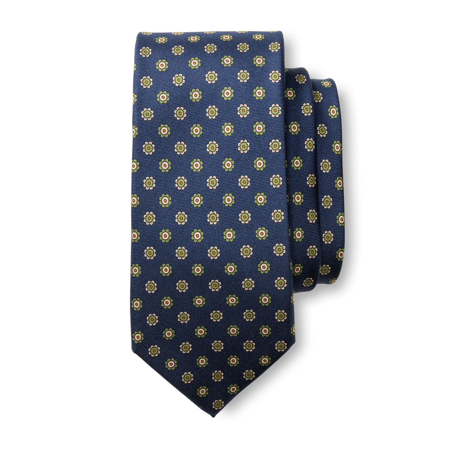 Silk Foulard Tie - Navy