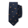 Wool Silk Dog & Pheasant Motif Tie - Indigo Blue