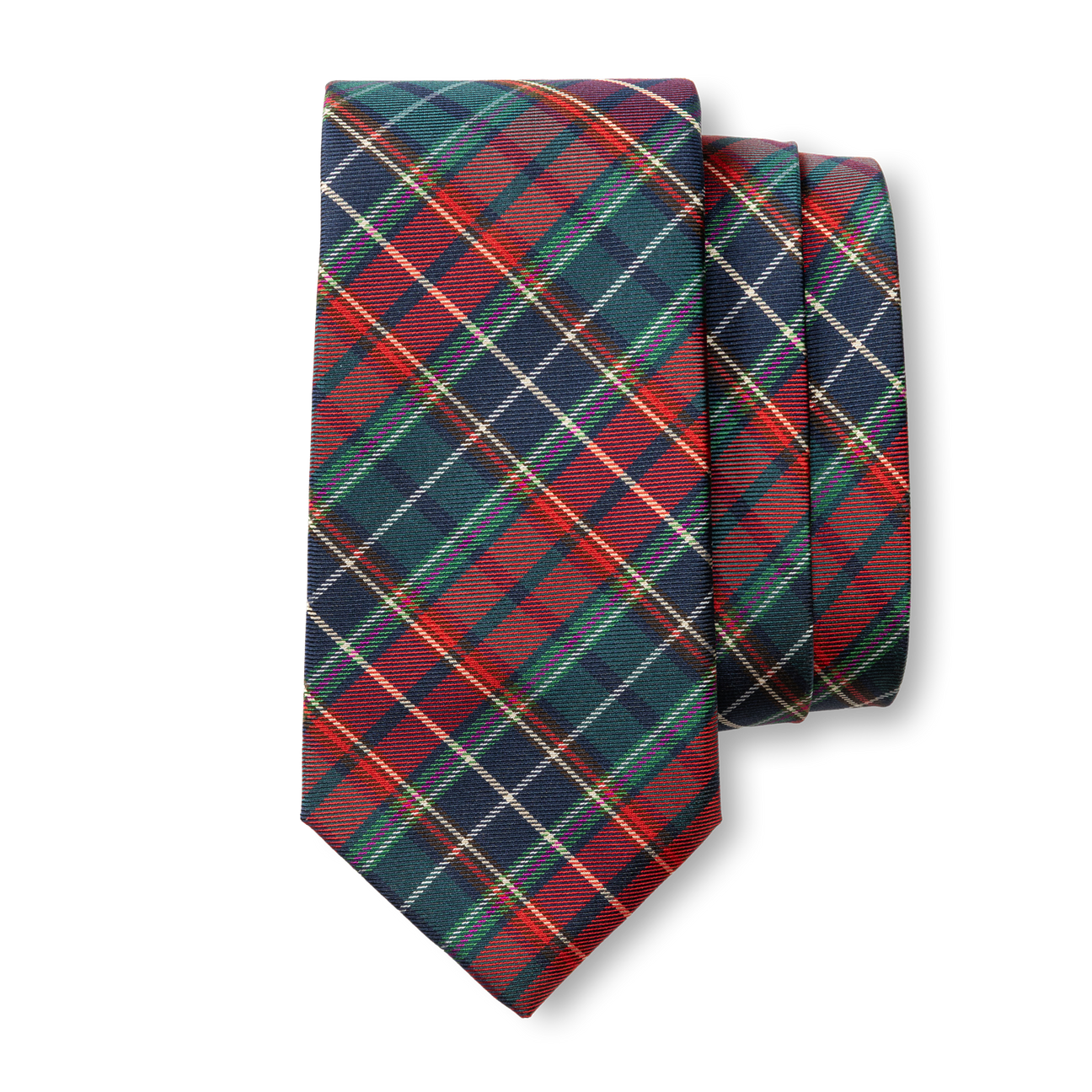 Silk Plaid Tie - Pomegranate
