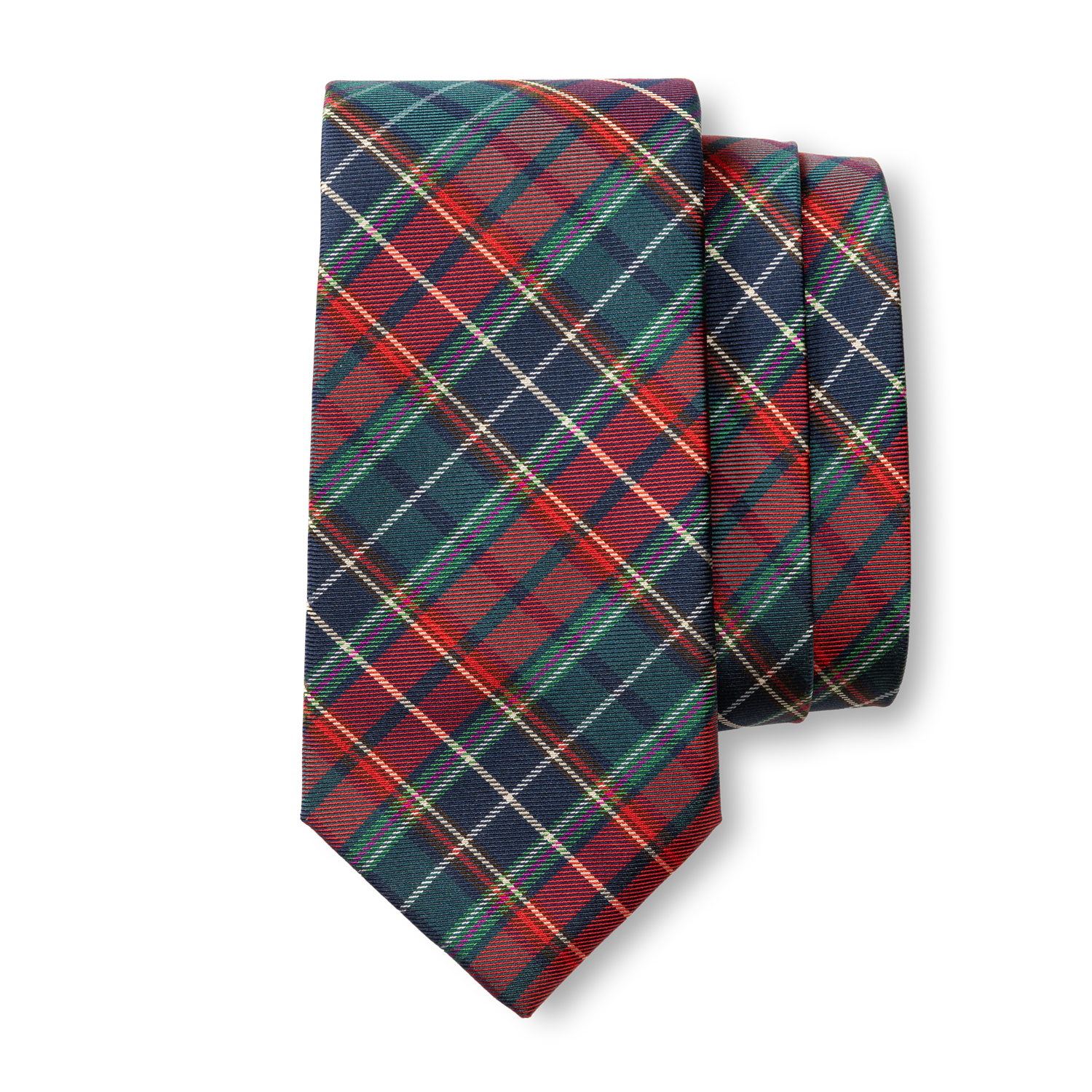 Silk Plaid Tie - Pomegranate
