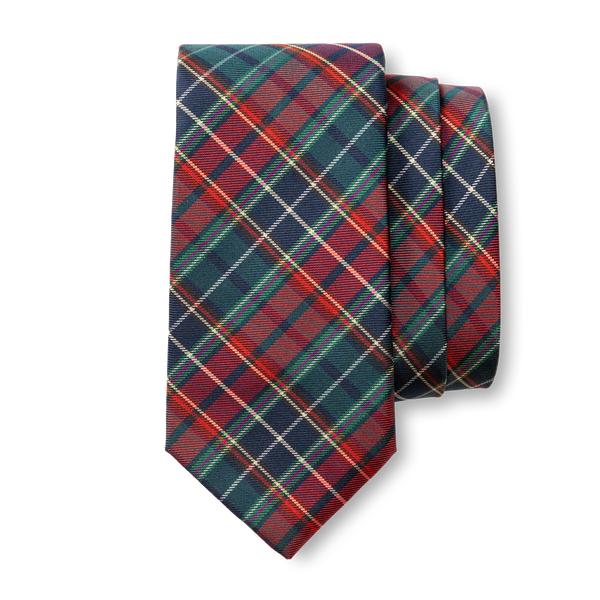 Silk Plaid Tie - Pomegranate