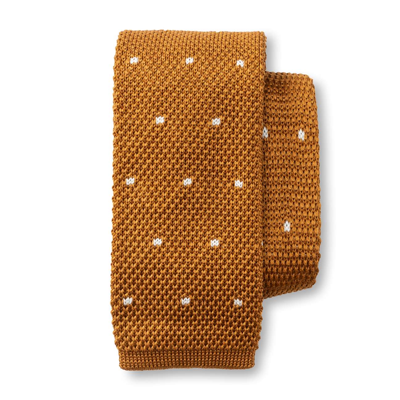 Cotton Polka Dot Knit Tie - Spiced Oak