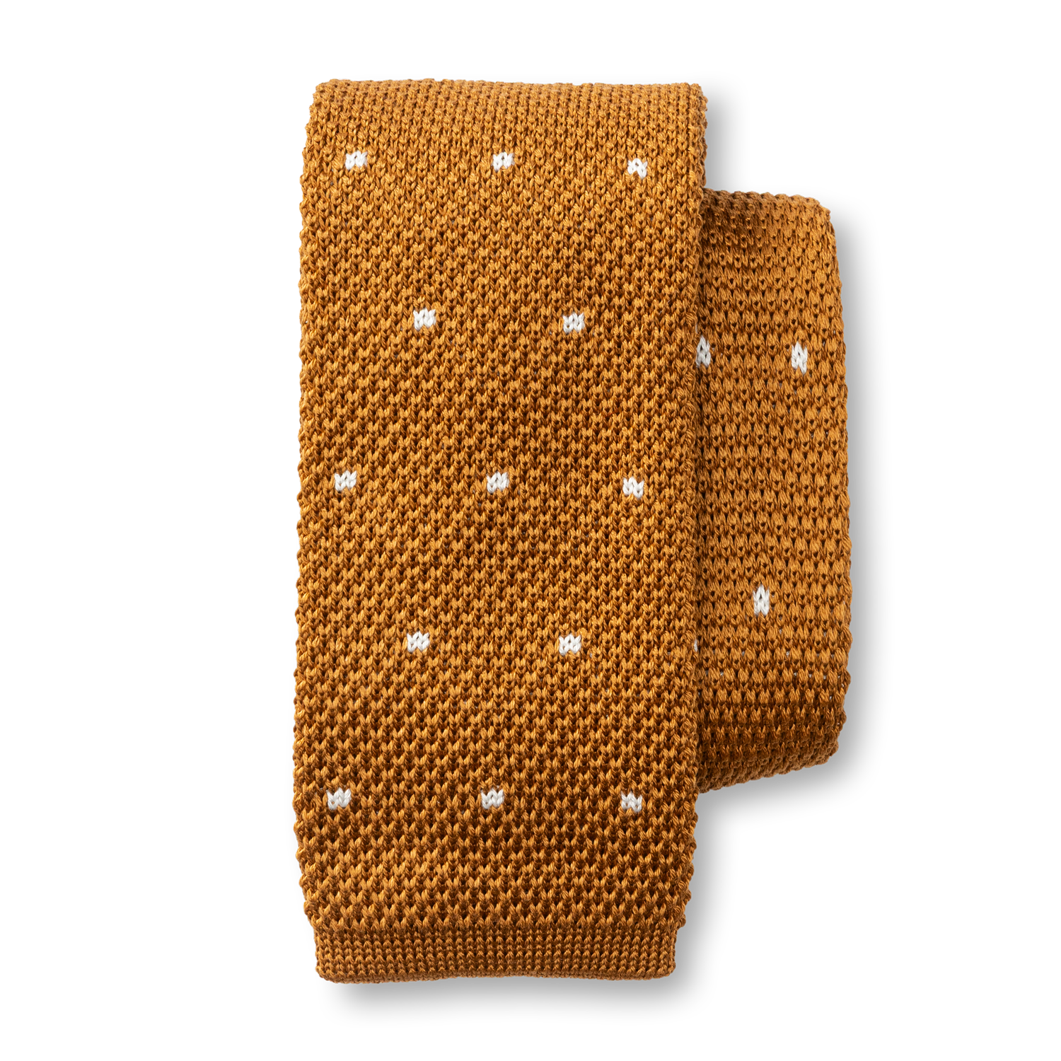 Cotton Polka Dot Knit Tie - Spiced Oak
