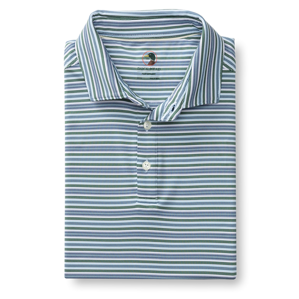 Long Drive Performance Polo - Caro Stripe - Hunter Green