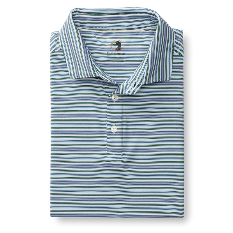 Long Drive Performance Polo - Caro Stripe - Hunter Green