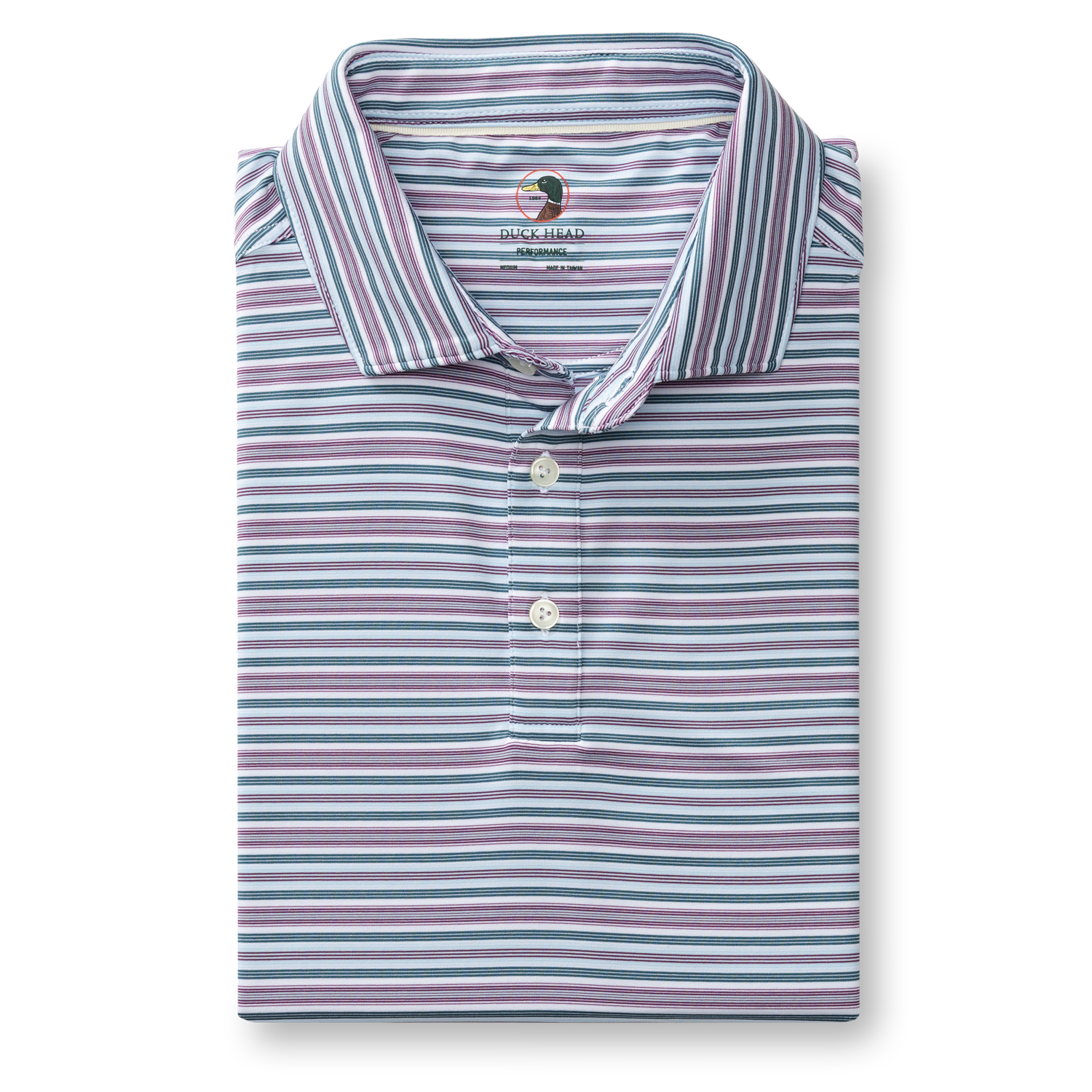 Long Drive Performance Polo - Caro Stripe - Aubergine
