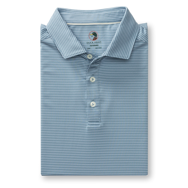 Long Drive Performance Polo - Whit Stripe - Windblown Sky