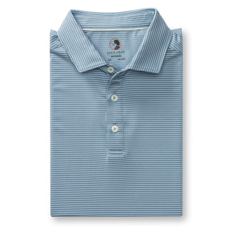 Long Drive Performance Polo - Whit Stripe - Windblown Sky