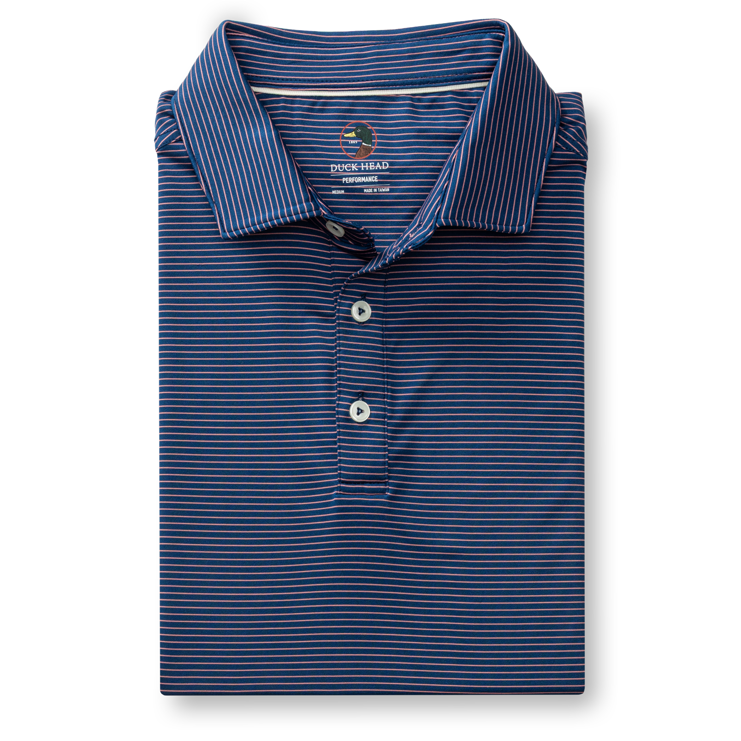 Long Drive Performance Polo - Whit Stripe - Navy Peony