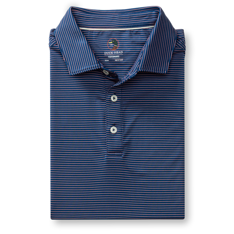Long Drive Performance Polo - Whit Stripe - Navy Peony