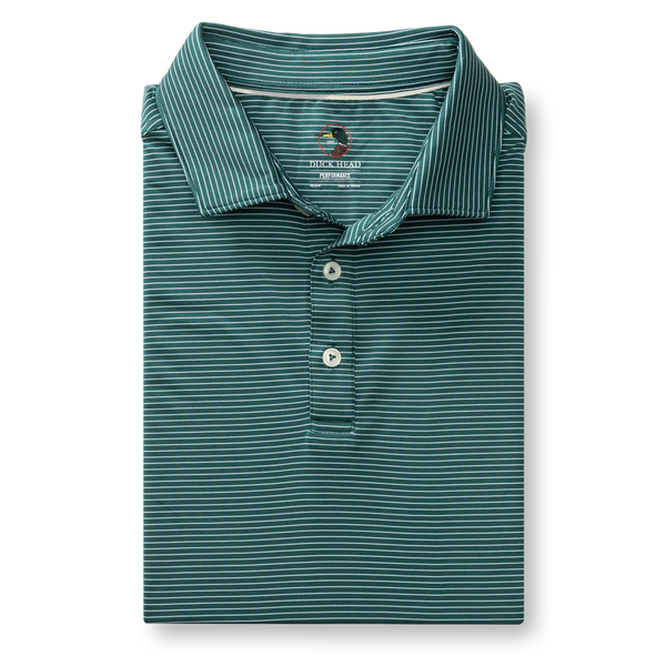 Long Drive Performance Polo - Whit Stripe - Midnight Teal