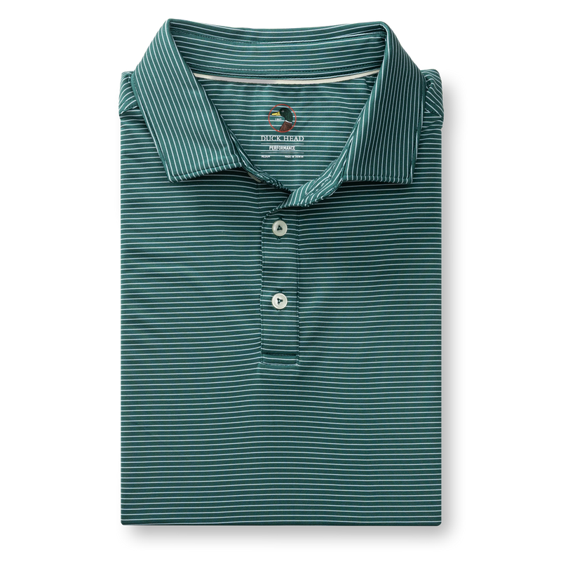 Long Drive Performance Polo - Whit Stripe - Midnight Teal
