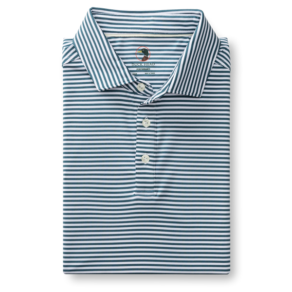 Long Drive Performance Polo - Kirk Stripe - Stormy Teal