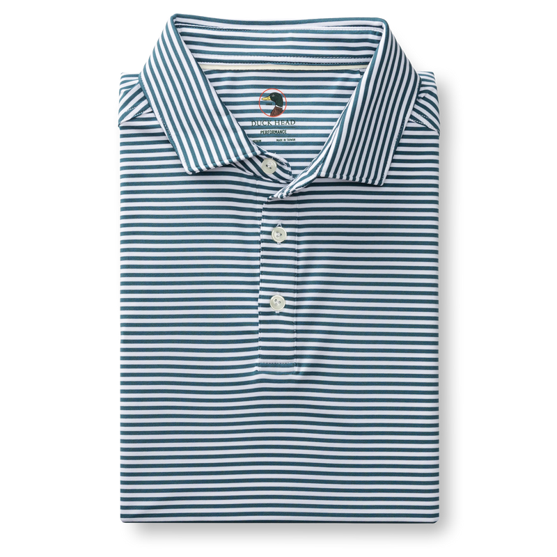 Long Drive Performance Polo - Kirk Stripe - Stormy Teal