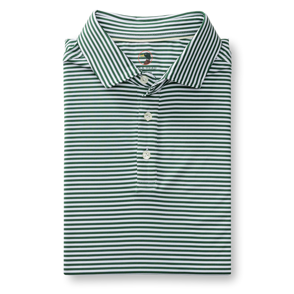 Long Drive Performance Polo - Kirk Stripe - Hunter Green
