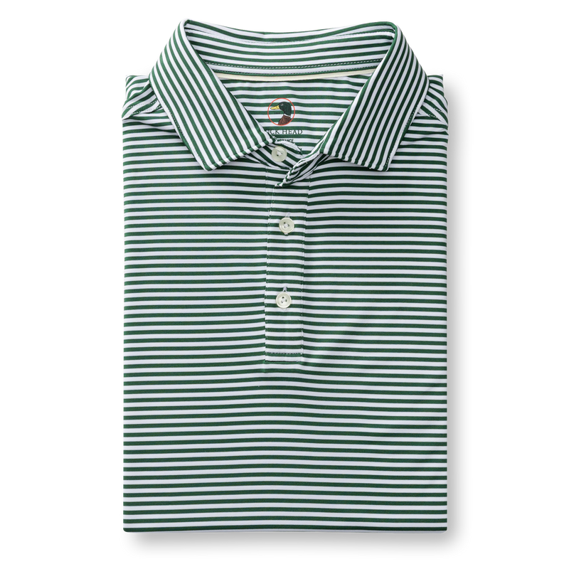 Long Drive Performance Polo - Kirk Stripe - Hunter Green