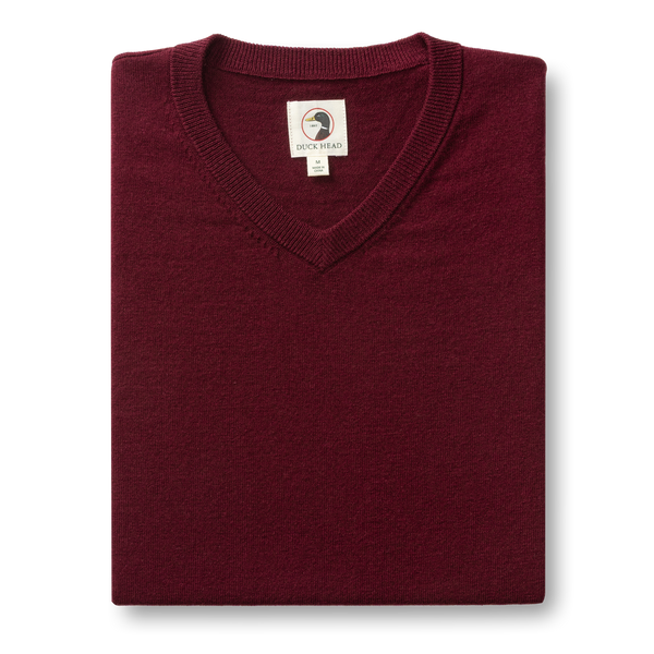 Buckley Merino V-Neck Sweater - Burgundy Heather