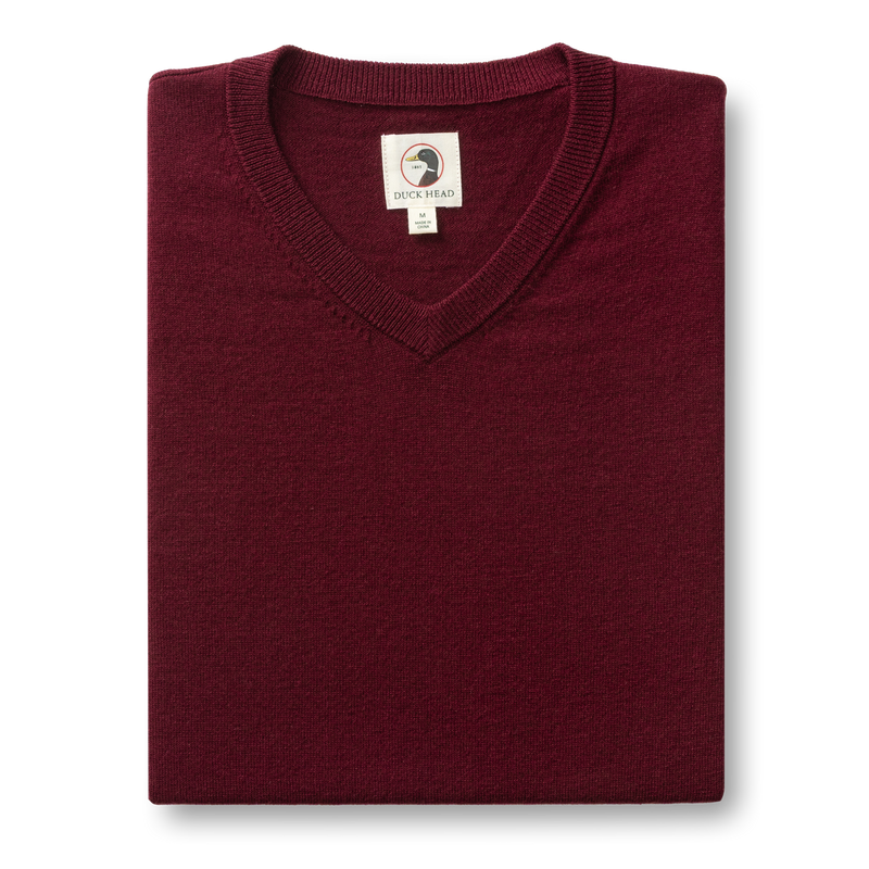 Buckley Merino V-Neck Sweater - Burgundy Heather