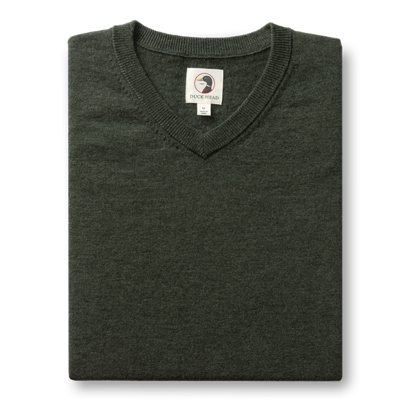 Buckley Merino V-Neck Sweater - Dark Forest Green Heather
