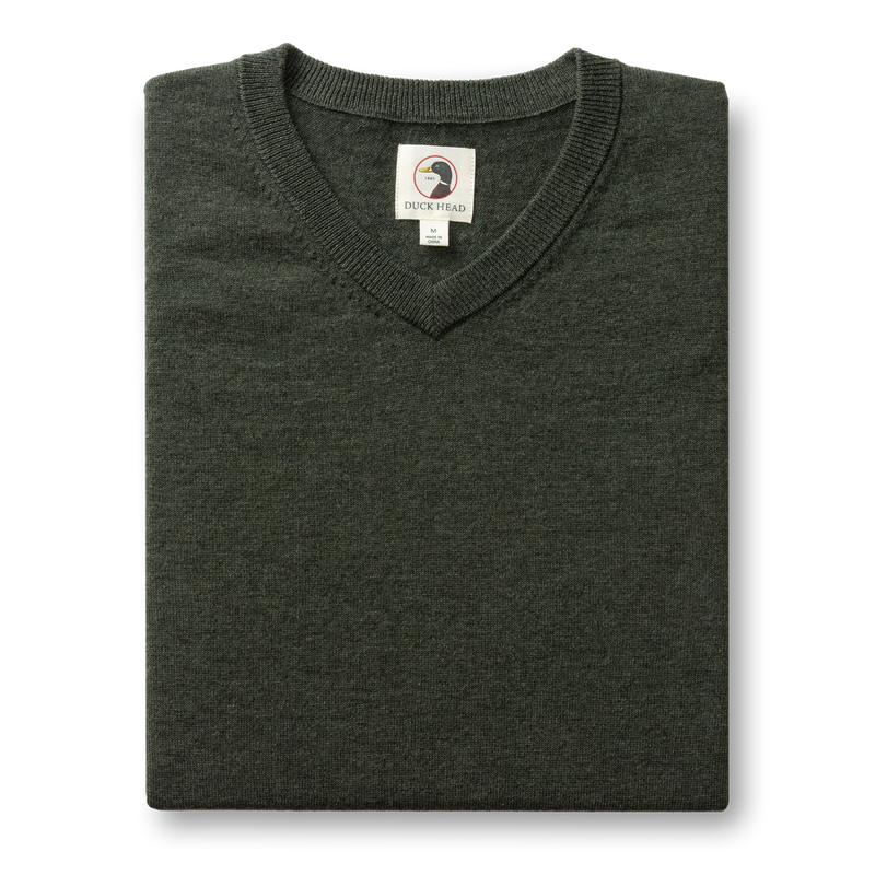 Buckley Merino V-Neck Sweater - Dark Forest Green Heather
