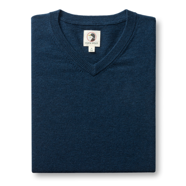 Buckley Merino V-Neck Sweater - Navy Peony Heather